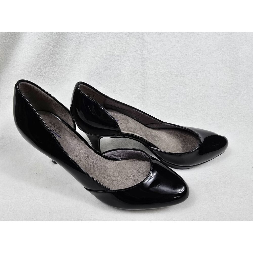 LifeStride Black Patent Leather High Heels Memory Foam Sz 8.5 Womens Dress Shoes